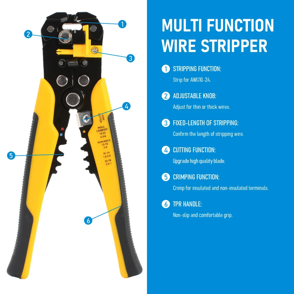🔧 3-in-1 Wire Stripper, Crimper & Cutter Tool