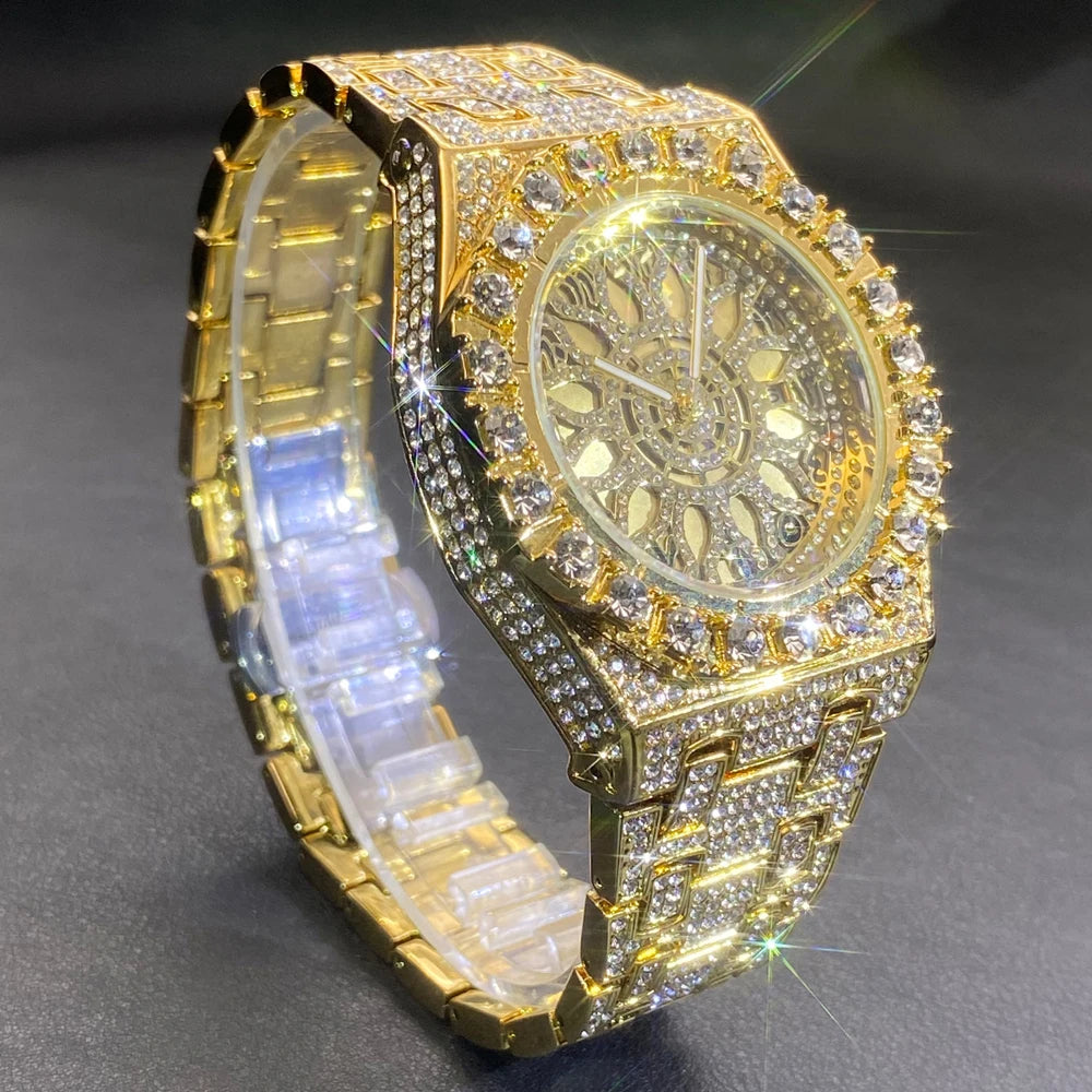 π°οΈ Luxury Gold Men's Watch π | Waterproof π§ | Full Diamond Iced Out β¨ | Stainless Steel Bracelet π | Trendy Gift π