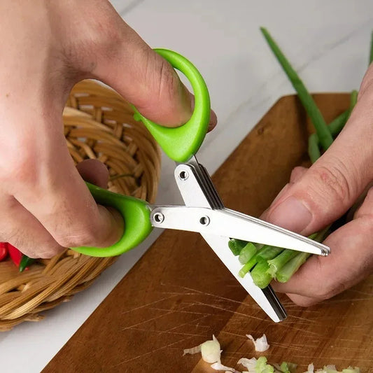 Multifunctional Scissors Stainless Steel 3/5 Layer Kitchen Scissors Scallion Cutter Pepper Herb Laver Spices Onion Cooking Tool