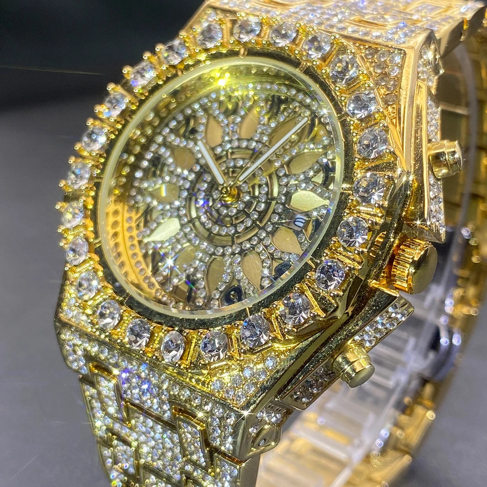 π°οΈ Luxury Gold Men's Watch π | Waterproof π§ | Full Diamond Iced Out β¨ | Stainless Steel Bracelet π | Trendy Gift π