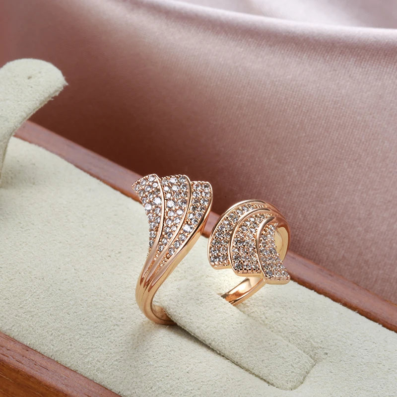 π JULYDREAM Luxury Fan-Shaped Zircon Open Ring β 585 Gold Color πβ¨