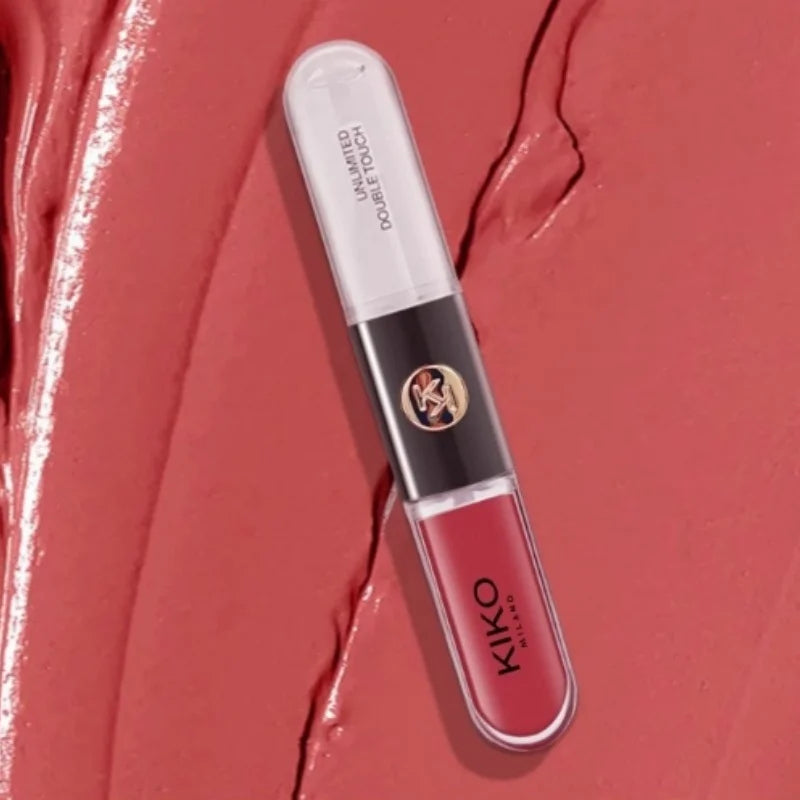 parKIKO Double-Headed Lipstick 💄✨ent Hot Kiko Double Headed Lipstick TransMirror Lip Gloss Non Fading Oil Sexy Rich Lip Gloss Milk Tea Bean Paste Naked Makeup
