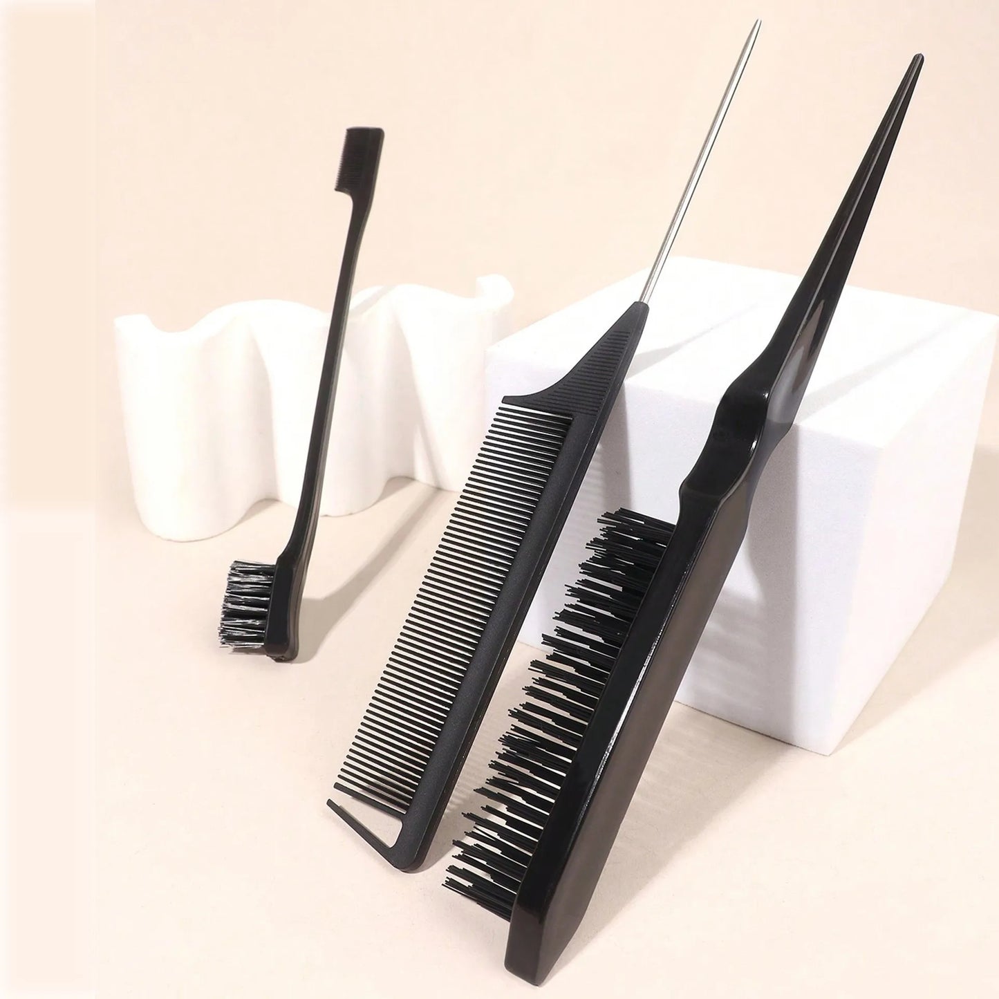 5pcs/set Hair Brush and Braid Set Tear Comb Brush Edge Brush Pointed Tail Comb Hair Braiding Styling Tool Hair Dyeing Comb Set