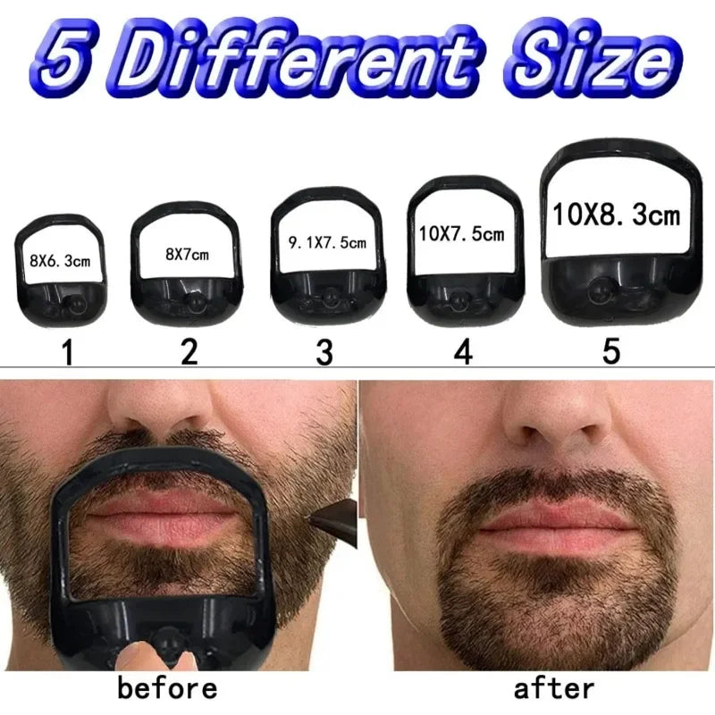 5 Sizes Beard Shaping Kit Ergonomic Grip Templates Set for Goatee Full Beard Painless Trimming Comfort Styling Tool Barber