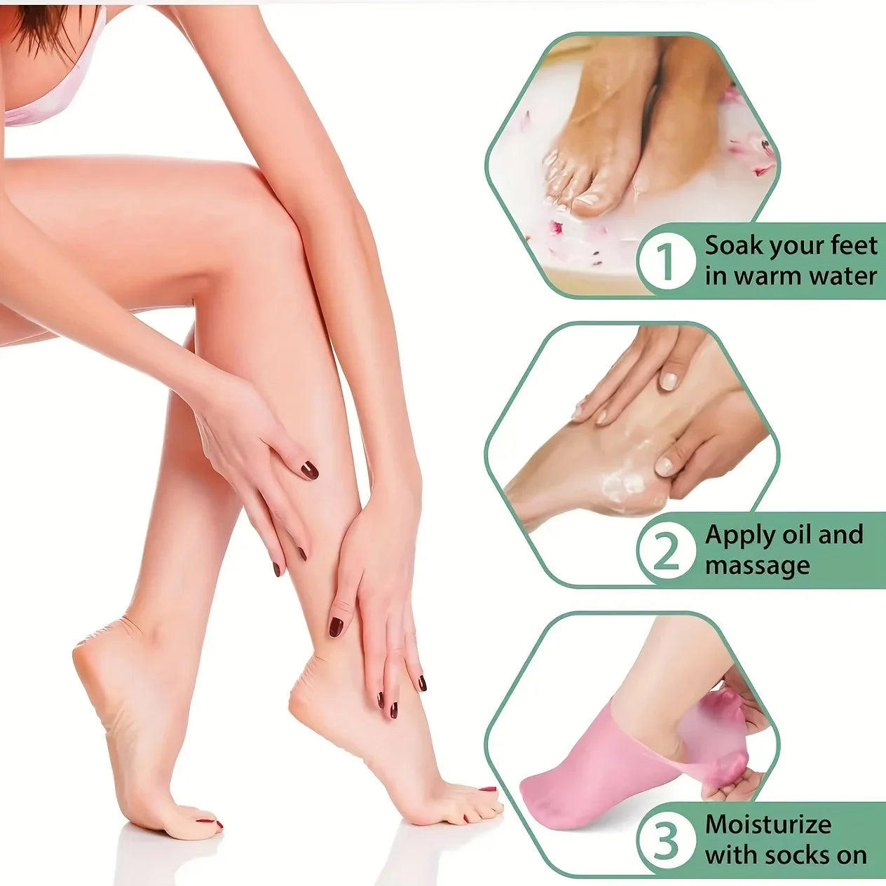 Silicone Gel Moisturizing Socks Foot Care Protector Thickened Soft Spa Pedicure Socks Aloe Socks for Dry Cracked Feet Calluses