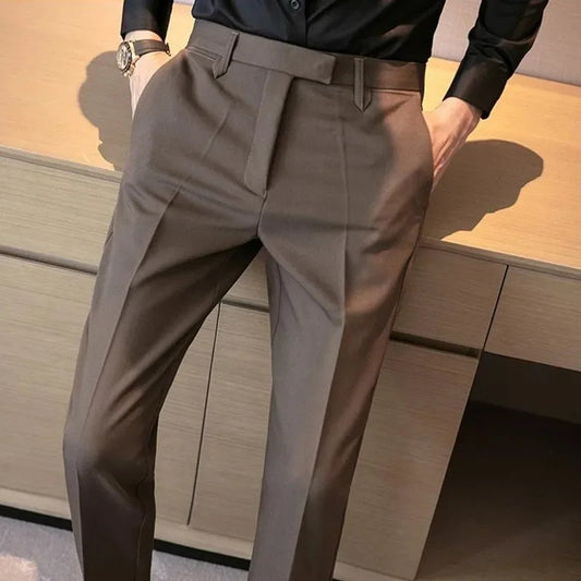 🧍‍♂️ Men's Coffee Brown Slim Suit Pants – Elegant & Business Chic ☕