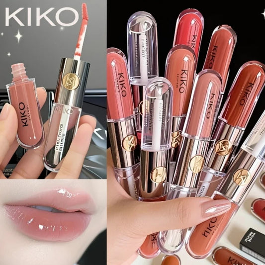 parKIKO Double-Headed Lipstick 💄✨ent Hot Kiko Double Headed Lipstick TransMirror Lip Gloss Non Fading Oil Sexy Rich Lip Gloss Milk Tea Bean Paste Naked Makeup