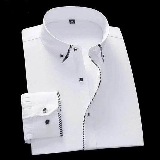 Men's White Slim Fit Dress Shirt – Office to Casual Style 🔥