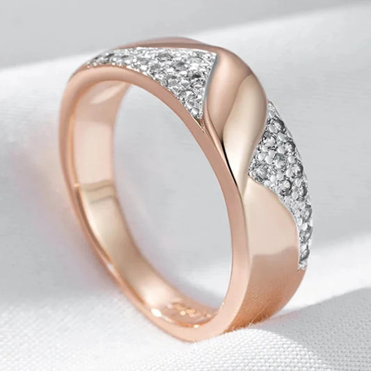 💍 WBMQDA Luxury Zircon Wedding Ring for Women – 585 Rose Gold & Silver Mix ✨