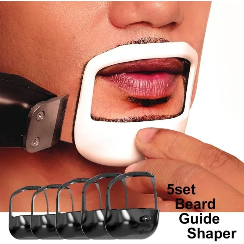 5 Sizes Beard Shaping Kit Ergonomic Grip Templates Set for Goatee Full Beard Painless Trimming Comfort Styling Tool Barber