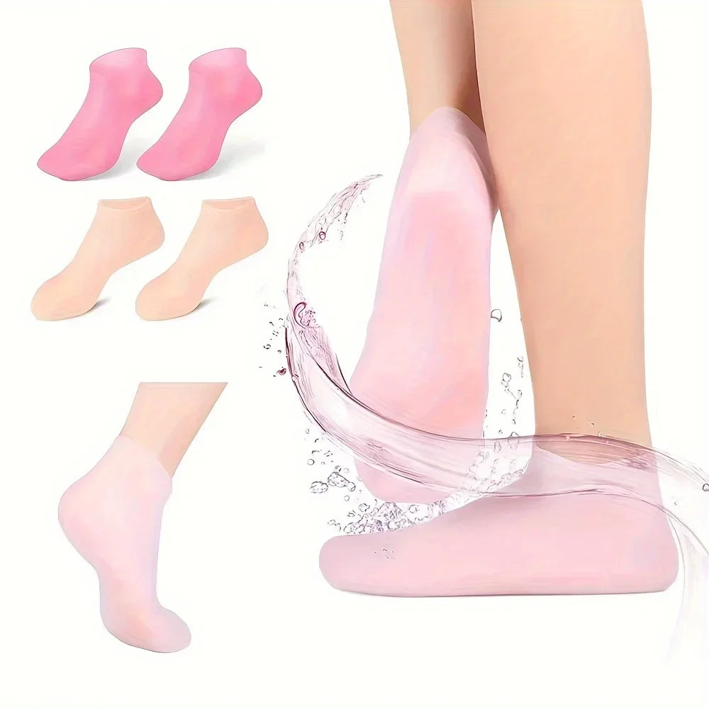 Silicone Gel Moisturizing Socks Foot Care Protector Thickened Soft Spa Pedicure Socks Aloe Socks for Dry Cracked Feet Calluses