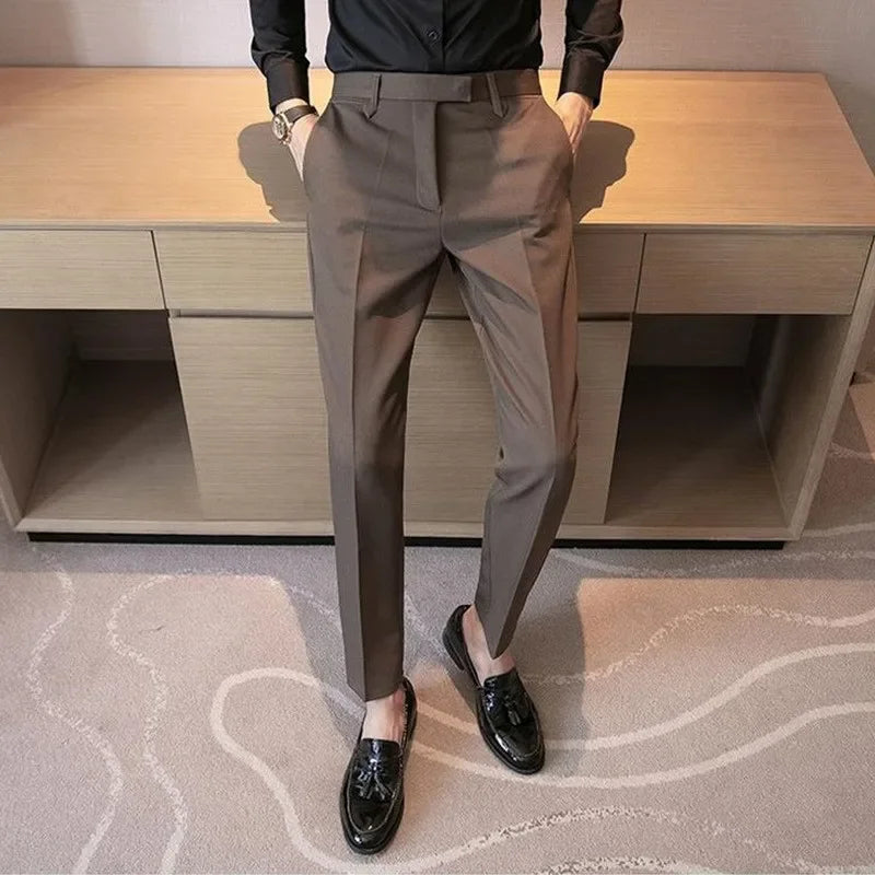 🧍‍♂️ Men's Coffee Brown Slim Suit Pants – Elegant & Business Chic ☕