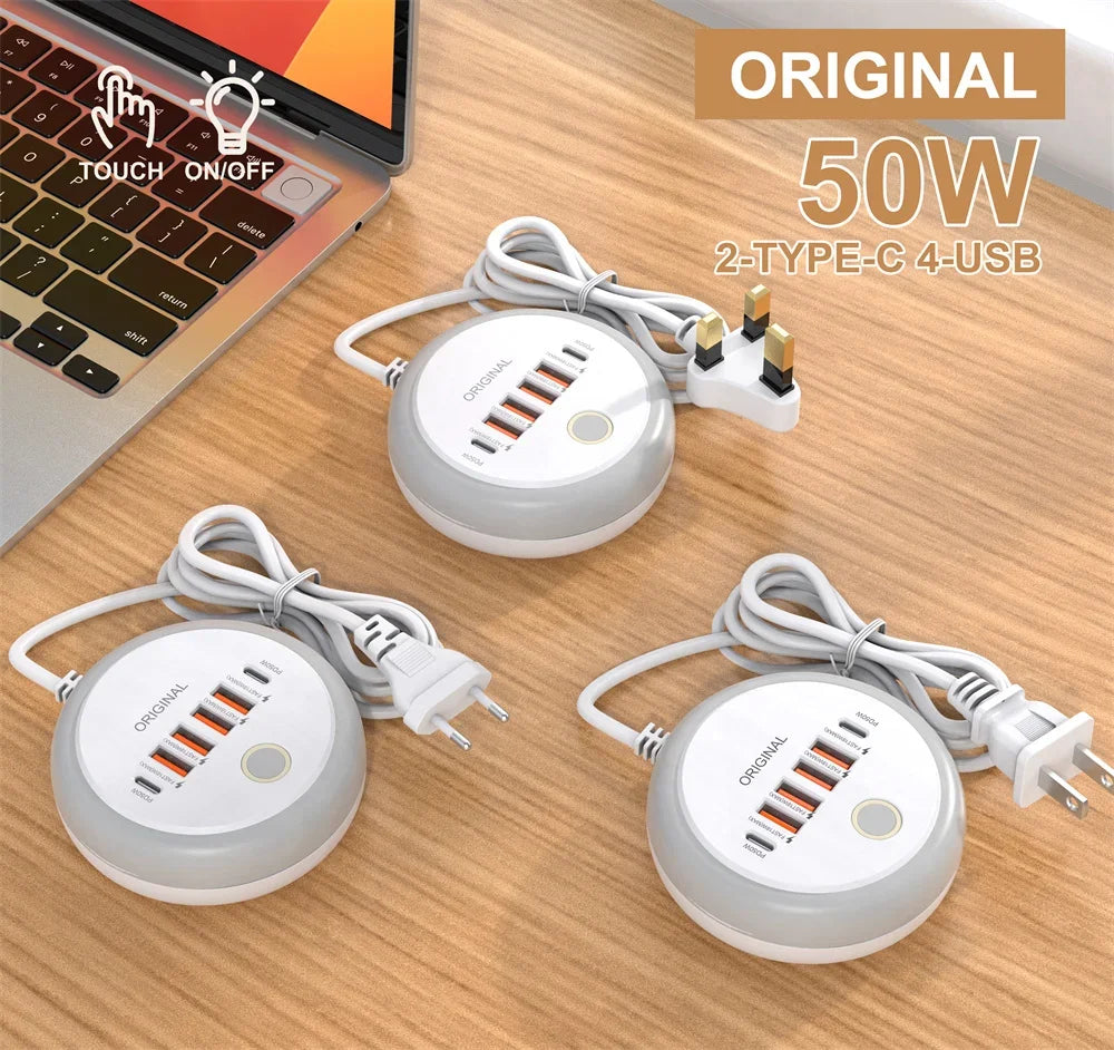 🔌 50W Fast Charging Power Strip | USB-C & USB Ports