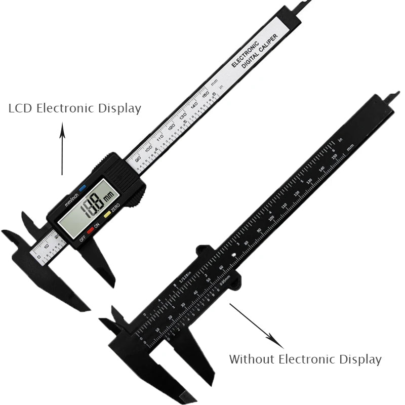 📏150mm/100mm Digital Caliper 📐 Carbon Fiber Vernier Gauge Micrometer Tool