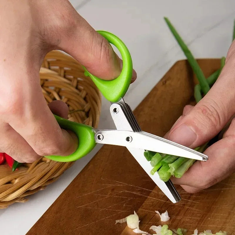 Multifunctional Scissors Stainless Steel 3/5 Layer Kitchen Scissors Scallion Cutter Pepper Herb Laver Spices Onion Cooking Tool