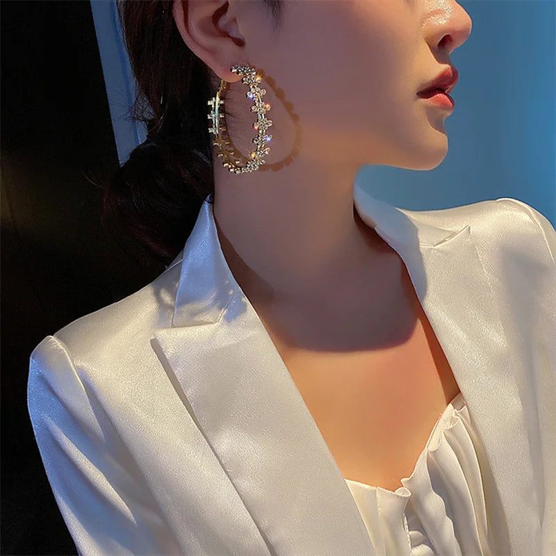Golden Hoop Crystal Earrings ✨👑