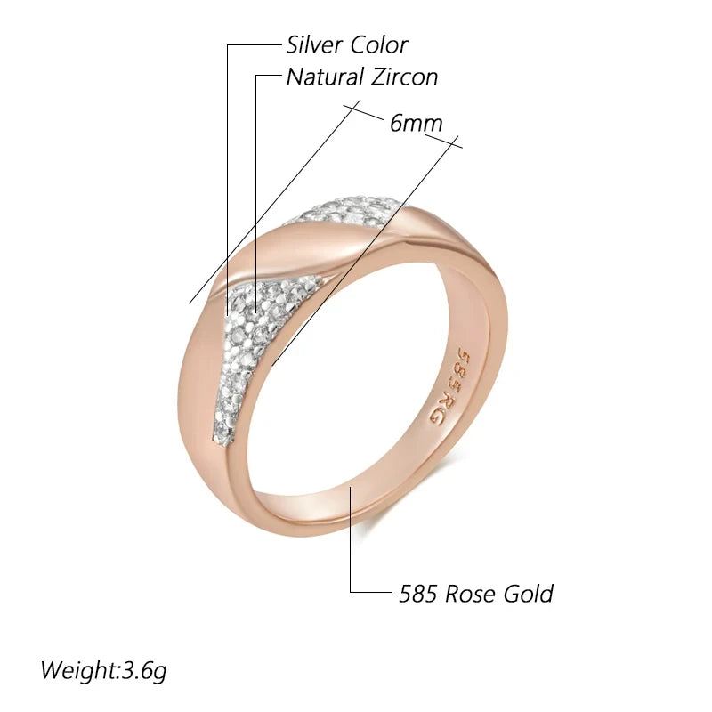 💍 WBMQDA Luxury Zircon Wedding Ring for Women – 585 Rose Gold & Silver Mix ✨