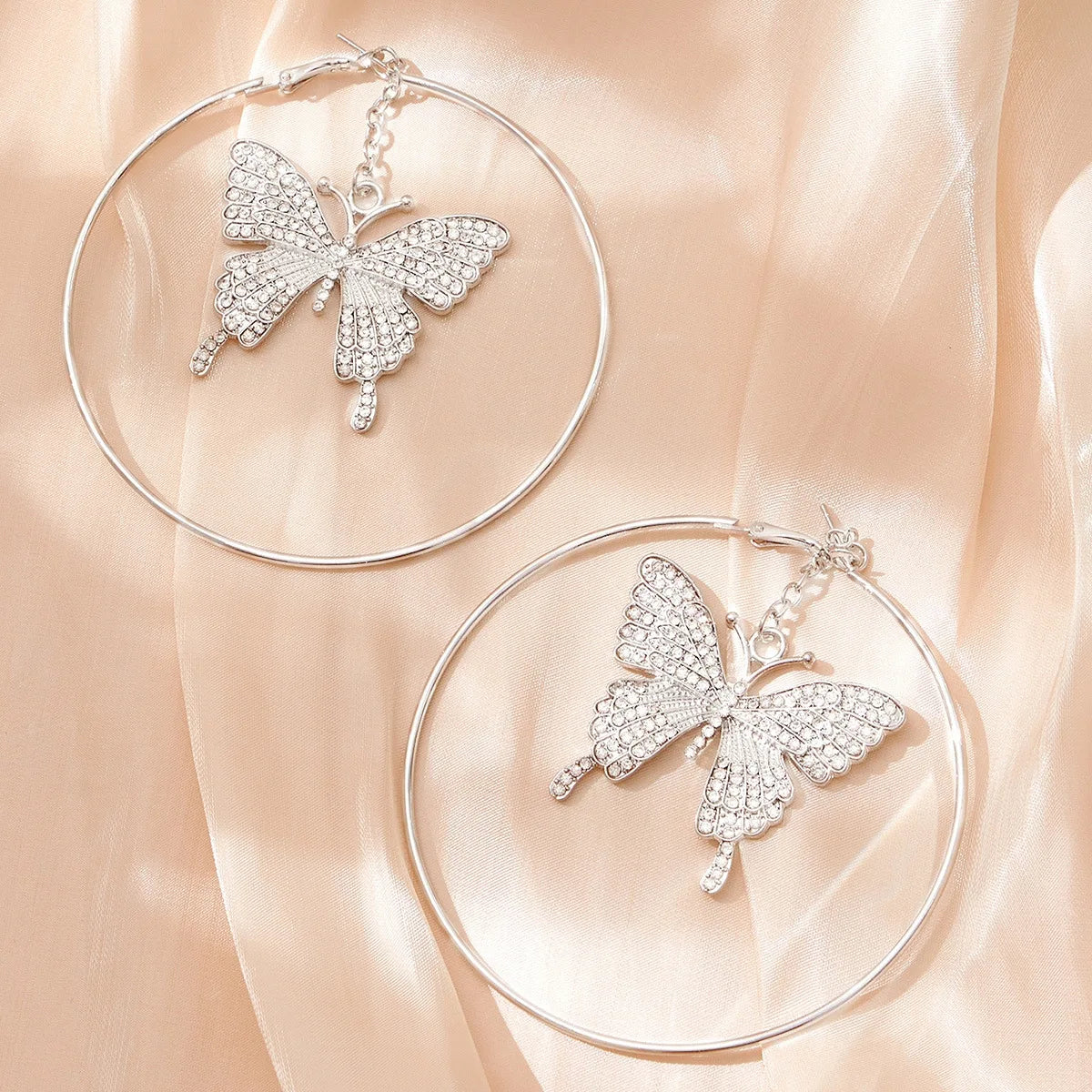 🦋 Sparkly Butterfly Hoop Dangle Earrings ✨💎