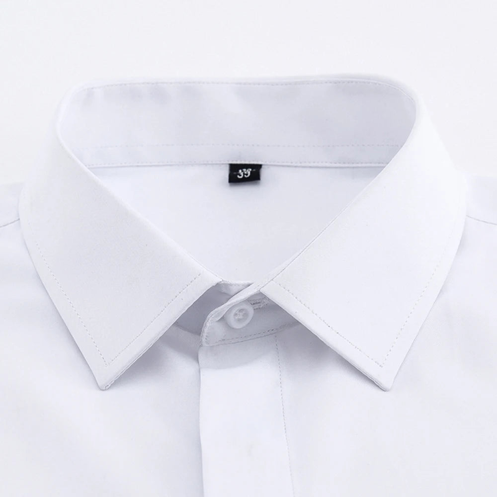 🧥 Men's Classic White French Cuff Dress Shirt – Formal Business Standard Fit 👔