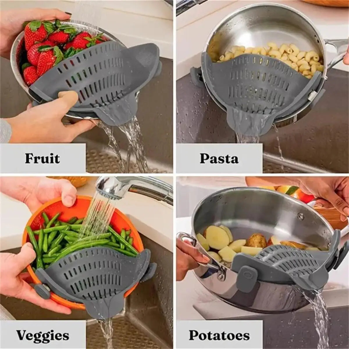 🍲 Adjustable Clip-On Pot Strainer 🥣 Kitchen Tool