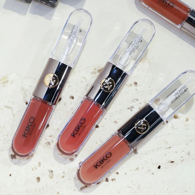 parKIKO Double-Headed Lipstick 💄✨ent Hot Kiko Double Headed Lipstick TransMirror Lip Gloss Non Fading Oil Sexy Rich Lip Gloss Milk Tea Bean Paste Naked Makeup
