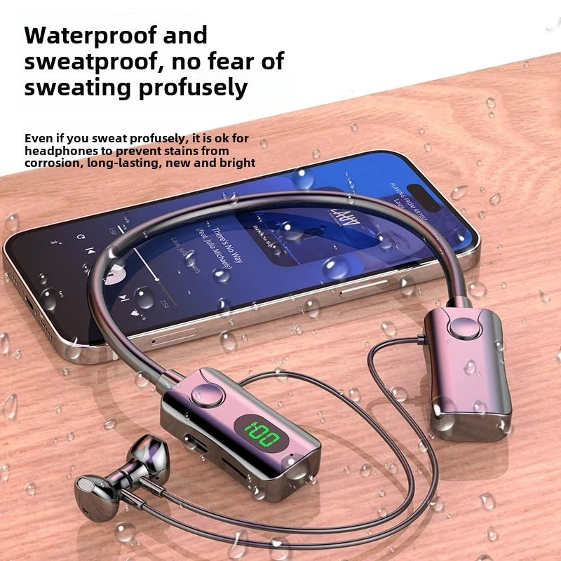 LED Magnetic Bluetooth 5.4 Earphones HiFi Sound Earbuds Wireless Headphones Sports Waterproof Neck-hanging Headsets Super Power