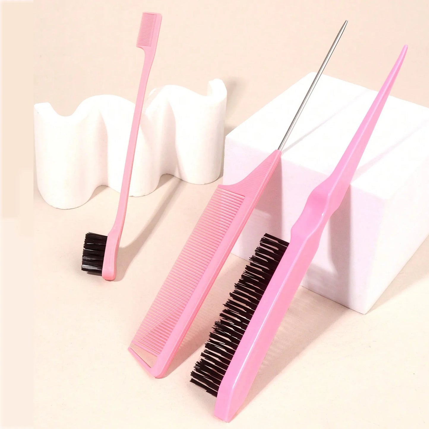 5pcs/set Hair Brush and Braid Set Tear Comb Brush Edge Brush Pointed Tail Comb Hair Braiding Styling Tool Hair Dyeing Comb Set