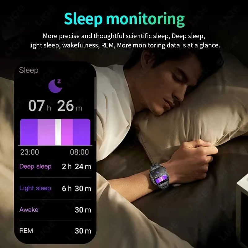 XIAOMI Military XIAOMI Military Smart Watch ⌚️ Watch Men IP68 5ATM Outdoor Sports Fitness Tracker Health Monitor 1.81 Inch BT Call Smartwatch New