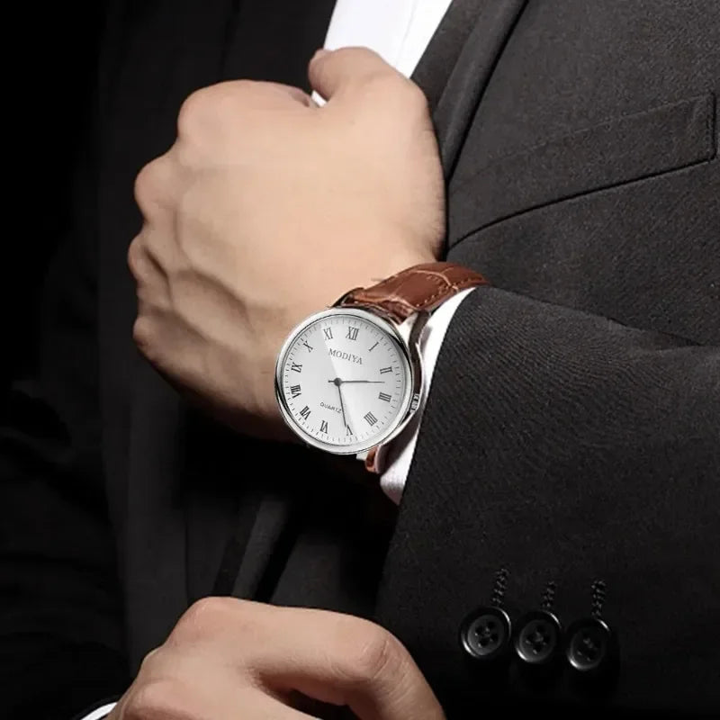 ⌚ Men’s Luxury Leather Quartz Watch — Casual & Business