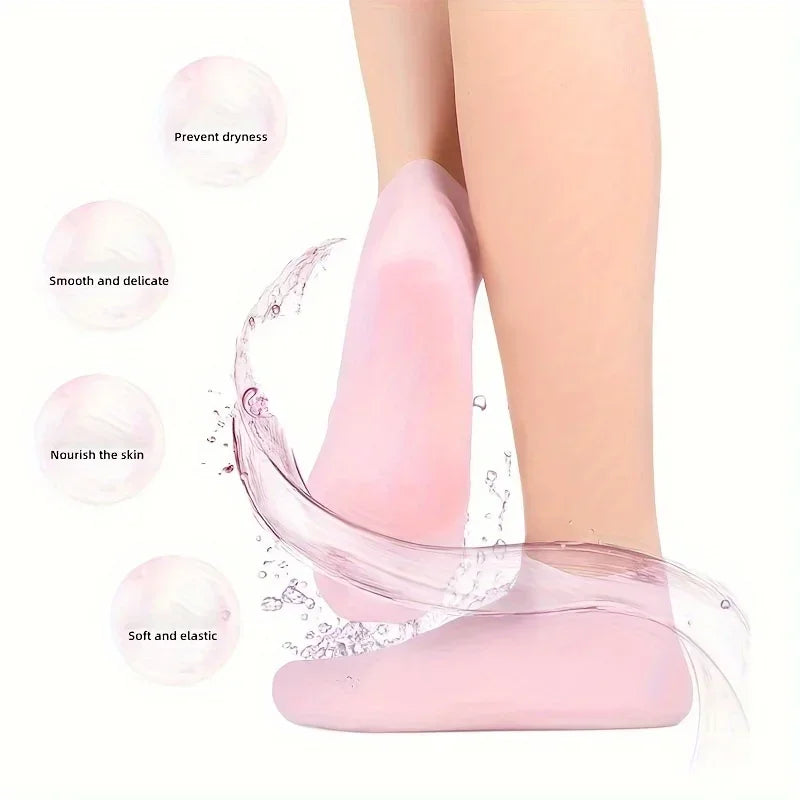 Silicone Gel Moisturizing Socks Foot Care Protector Thickened Soft Spa Pedicure Socks Aloe Socks for Dry Cracked Feet Calluses