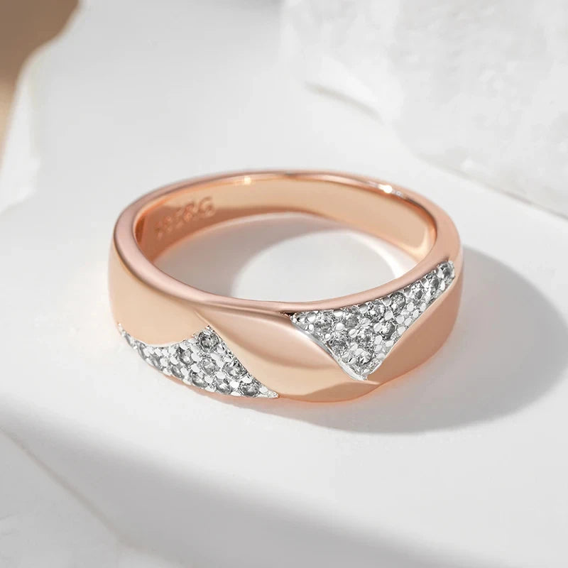 💍 WBMQDA Luxury Zircon Wedding Ring for Women – 585 Rose Gold & Silver Mix ✨