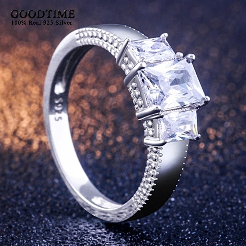 👑 Fashion 925 Sterling Silver Princess Zircon Ring Set for Women 💍✨