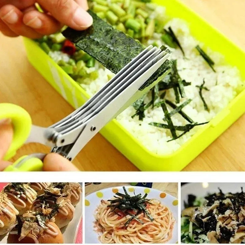 Multifunctional Scissors Stainless Steel 3/5 Layer Kitchen Scissors Scallion Cutter Pepper Herb Laver Spices Onion Cooking Tool