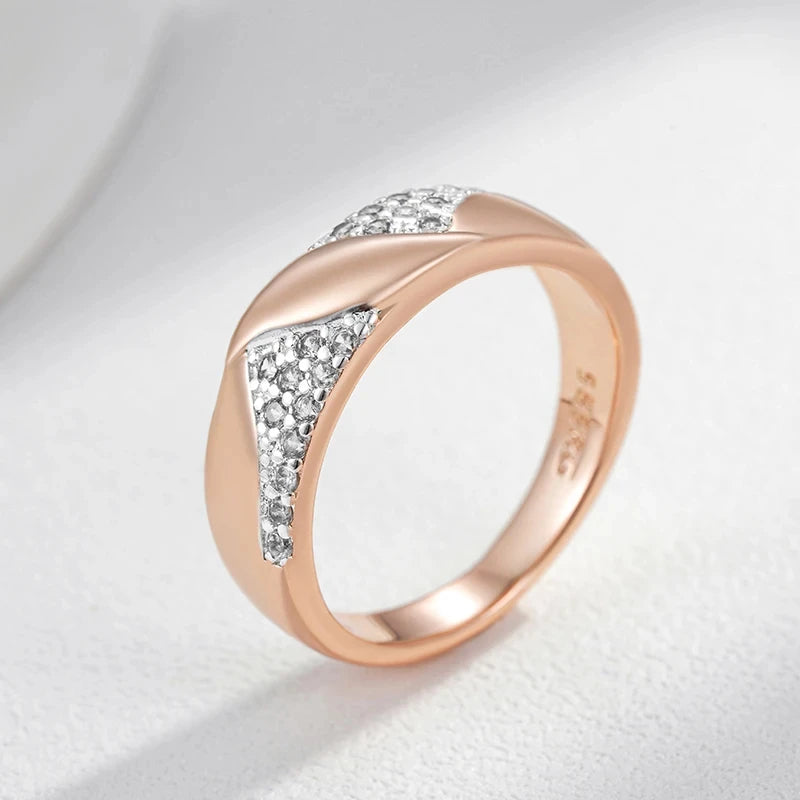 💍 WBMQDA Luxury Zircon Wedding Ring for Women – 585 Rose Gold & Silver Mix ✨