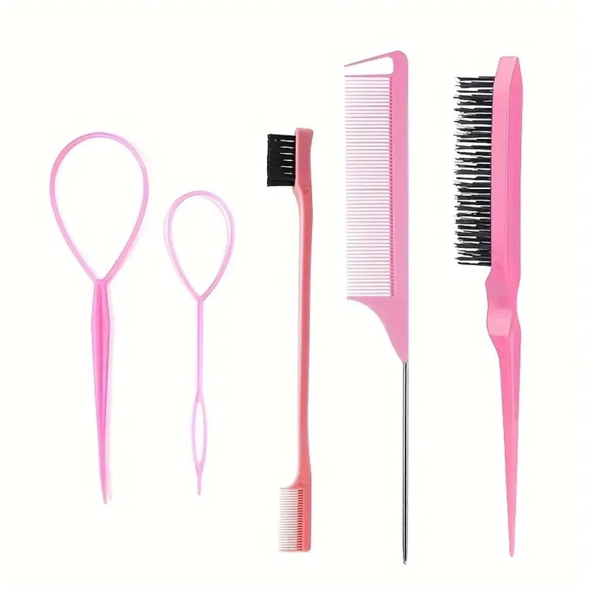 5pcs/set Hair Brush and Braid Set Tear Comb Brush Edge Brush Pointed Tail Comb Hair Braiding Styling Tool Hair Dyeing Comb Set