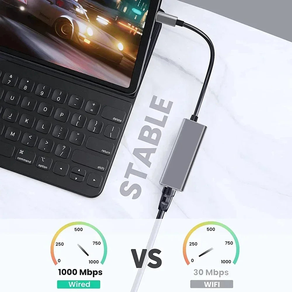 ⚡ USB-C to Ethernet Adapter | 1000Mbps RJ45 LAN