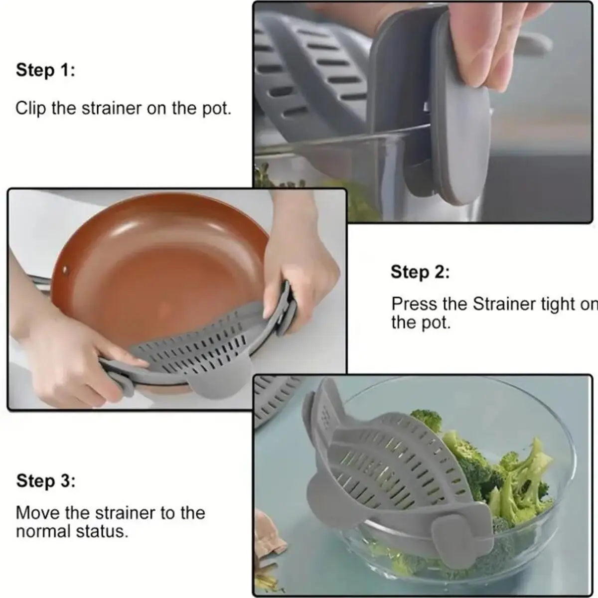 🍲 Adjustable Clip-On Pot Strainer 🥣 Kitchen Tool