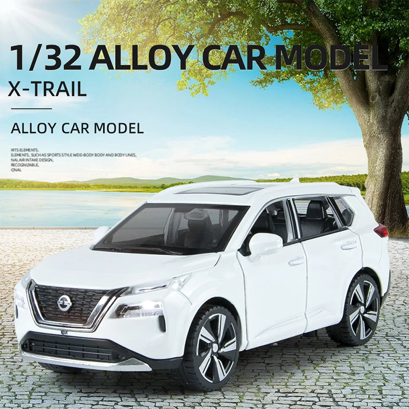 1:32 X-Trail SUV Alloy Model Car Off Road Toy Diecast Sound and Light High Precision Auto Gift For Children Metal Vehicle Wheels