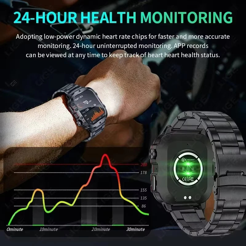XIAOMI Military XIAOMI Military Smart Watch ⌚️ Watch Men IP68 5ATM Outdoor Sports Fitness Tracker Health Monitor 1.81 Inch BT Call Smartwatch New