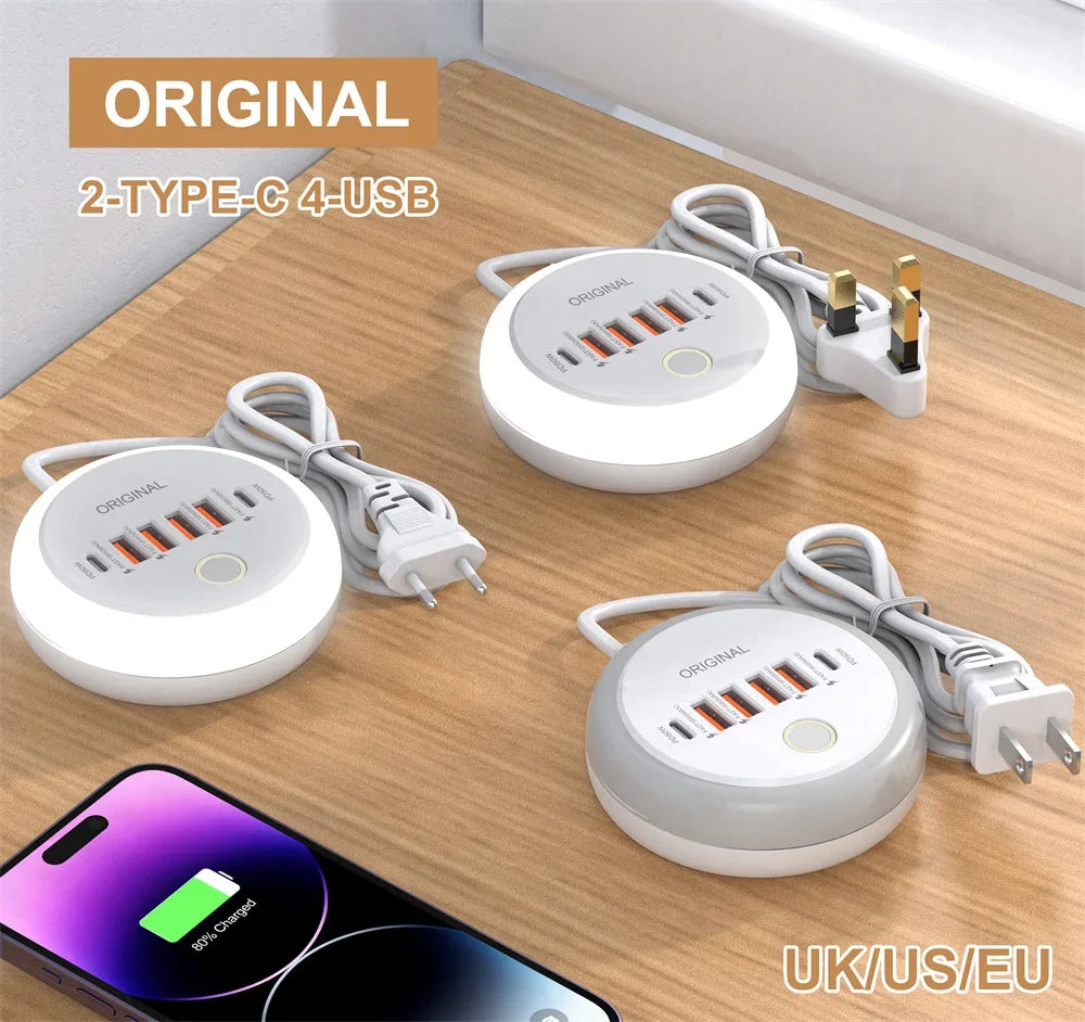 🔌 50W Fast Charging Power Strip | USB-C & USB Ports