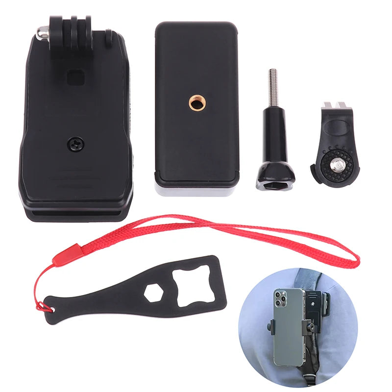 Vamson 360 Degree Rotation Backpack Clip Mobile Phone Mount for Insta360 X3 GoPro 11 10 9 8 DJI OSMO Action Camera Accessories