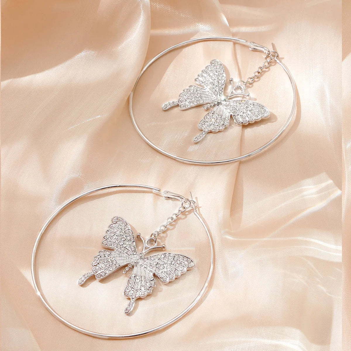 🦋 Sparkly Butterfly Hoop Dangle Earrings ✨💎