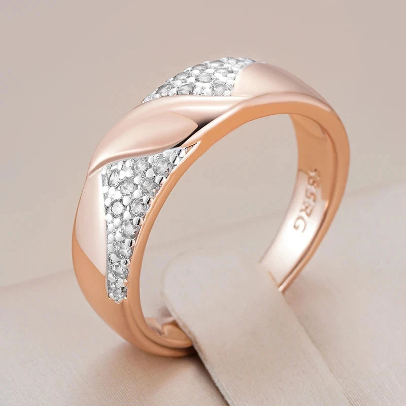 💍 WBMQDA Luxury Zircon Wedding Ring for Women – 585 Rose Gold & Silver Mix ✨