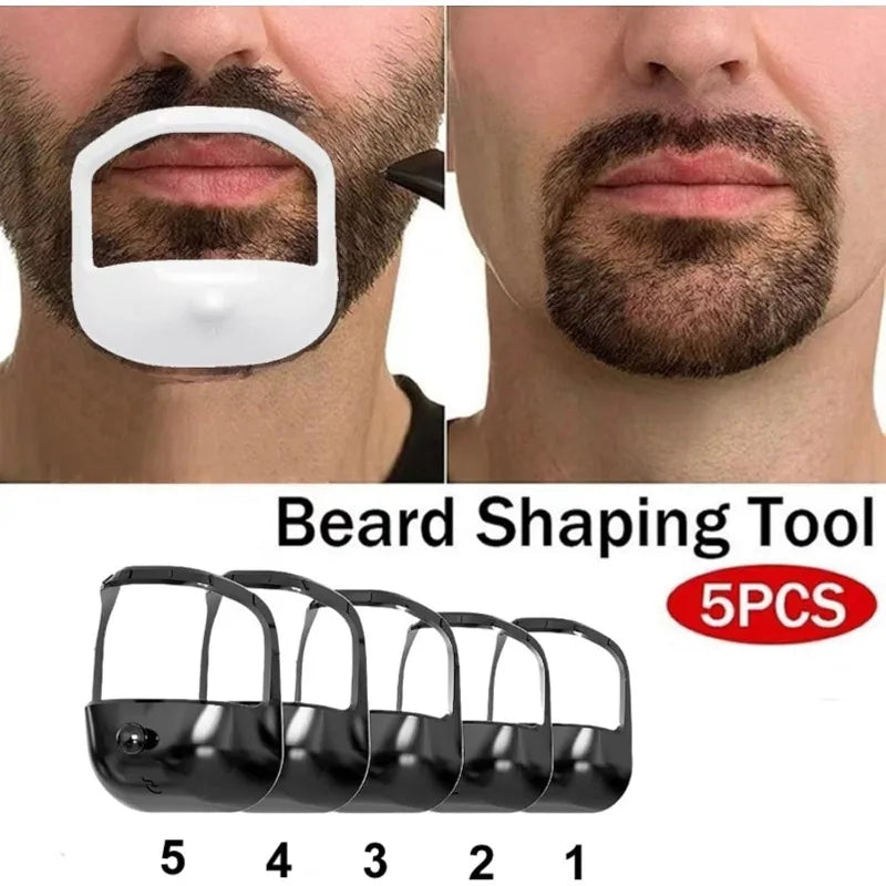 5 Sizes Beard Shaping Kit Ergonomic Grip Templates Set for Goatee Full Beard Painless Trimming Comfort Styling Tool Barber