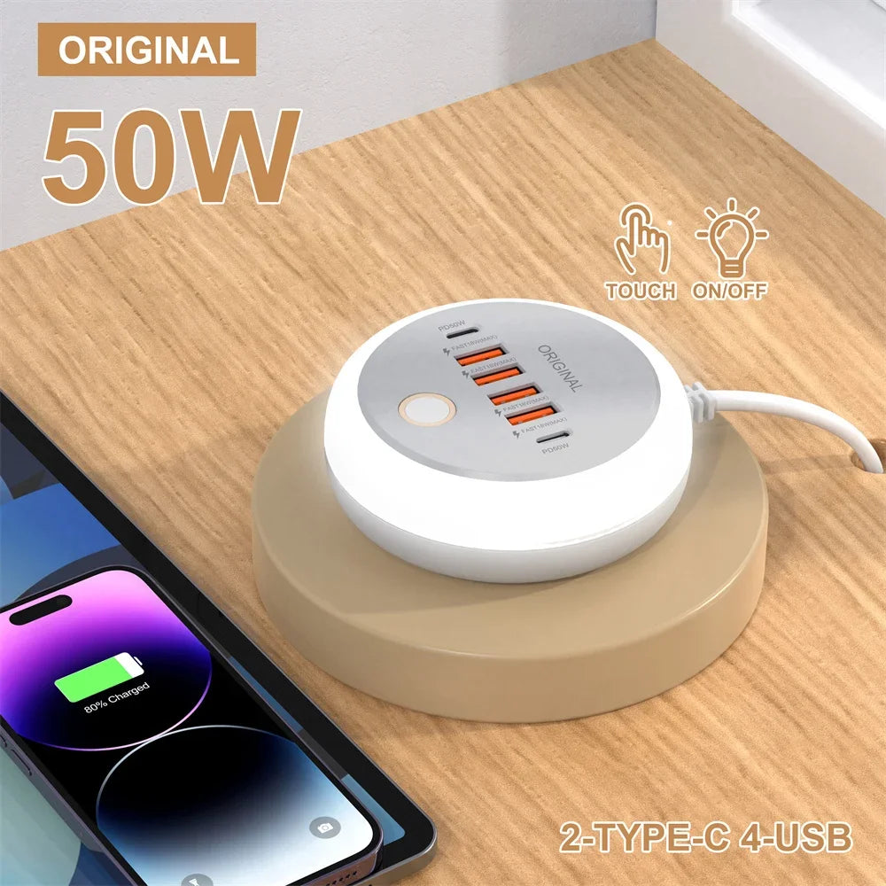 🔌 50W Fast Charging Power Strip | USB-C & USB Ports