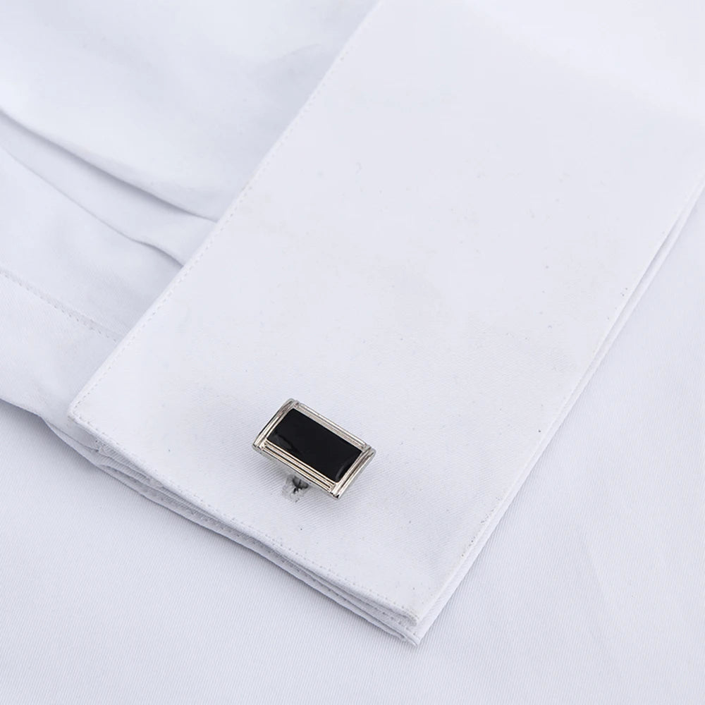 🧥 Men's Classic White French Cuff Dress Shirt – Formal Business Standard Fit 👔