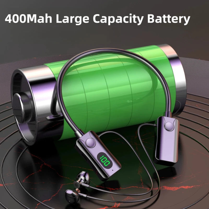 LED Magnetic Bluetooth 5.4 Earphones HiFi Sound Earbuds Wireless Headphones Sports Waterproof Neck-hanging Headsets Super Power