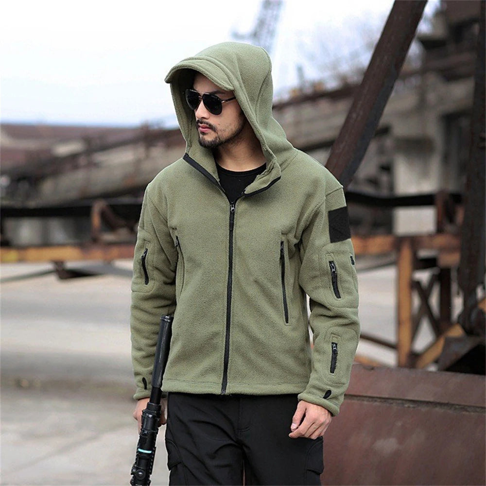 🧥 Men’s Military Thermal Fleece Jacket ❄️ Tactical Softshell Hooded Coat