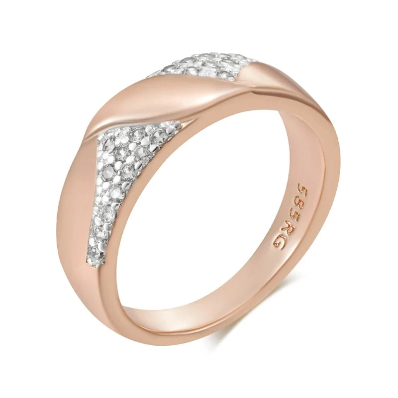 💍 WBMQDA Luxury Zircon Wedding Ring for Women – 585 Rose Gold & Silver Mix ✨