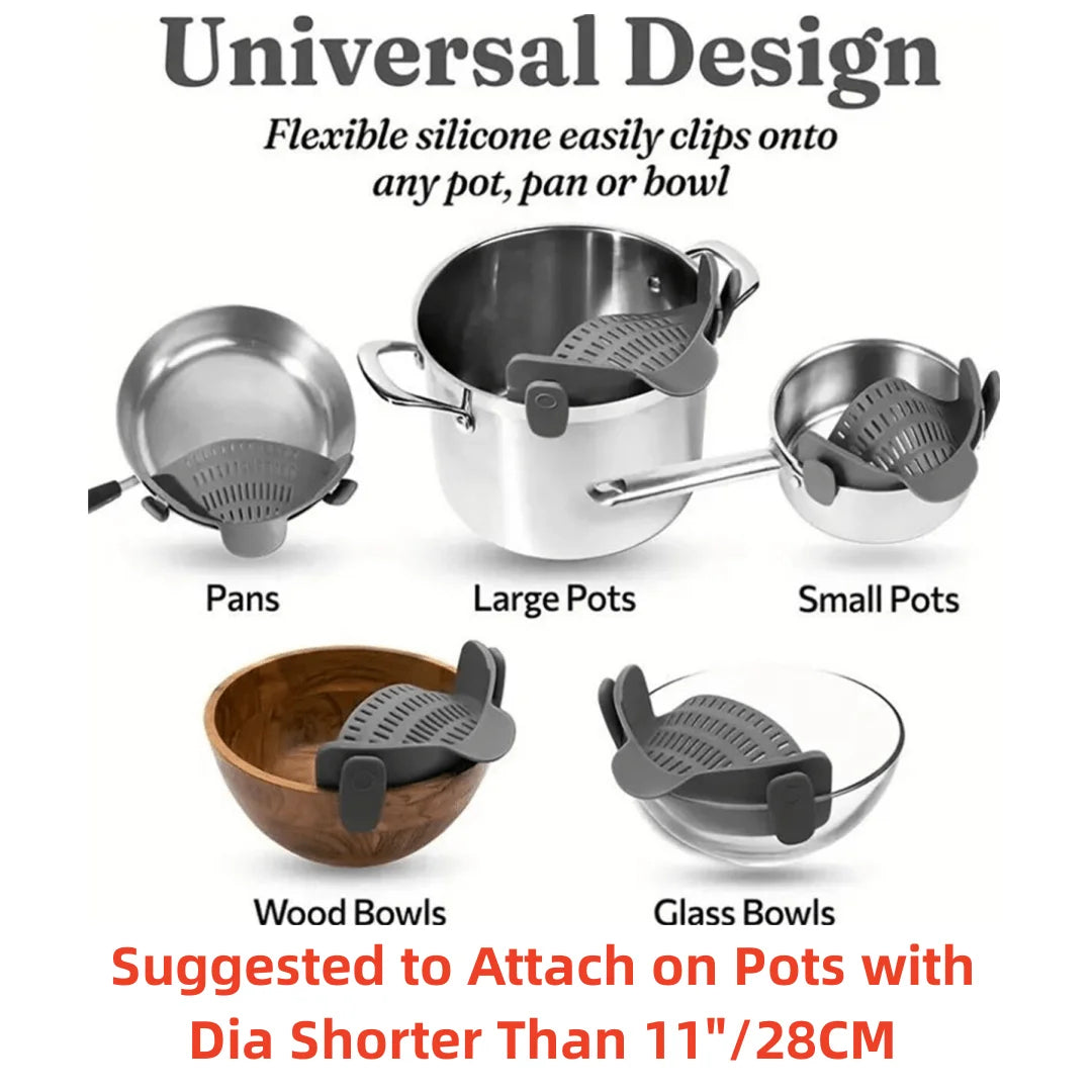 🍲 Adjustable Clip-On Pot Strainer 🥣 Kitchen Tool